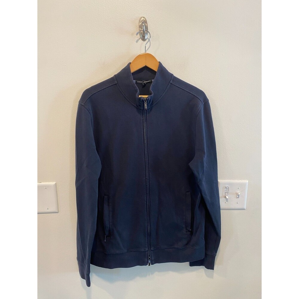 Robert Barakett Mens Full Zip Sweater Jacket Size XL Navy Blue Minimalist